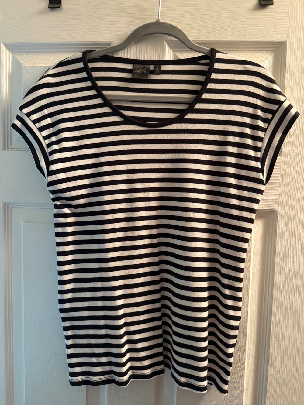 Rafaella Black and White Horizontal Stripe Short Sleeve Tee